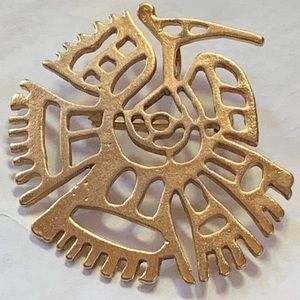 Sterling .925 gold overlay Aztec bird pendant pin